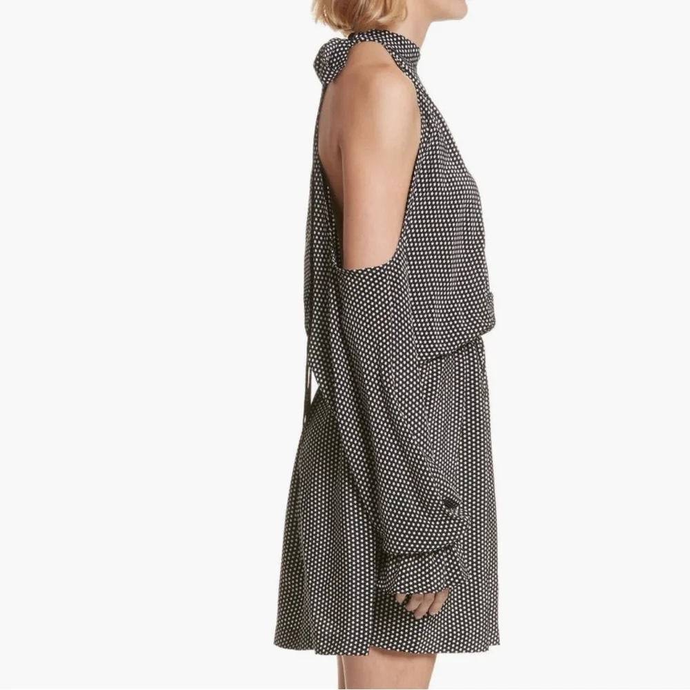 Robert Rodriguez Star Print Cold Shoulder Silk Dress, Small - Picture 4 of 15